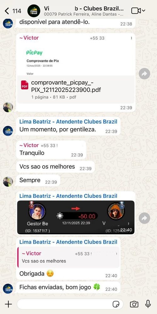 Mensagem de jogador: vocês são os melhores, sempre