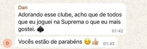 Elogio de um jogador no WhatsApp