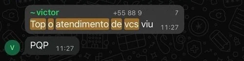 Elogio de um jogador no WhatsApp