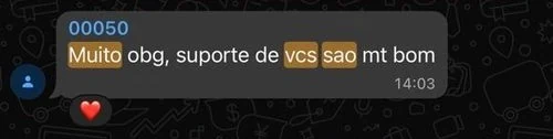 Elogio de um jogador no WhatsApp